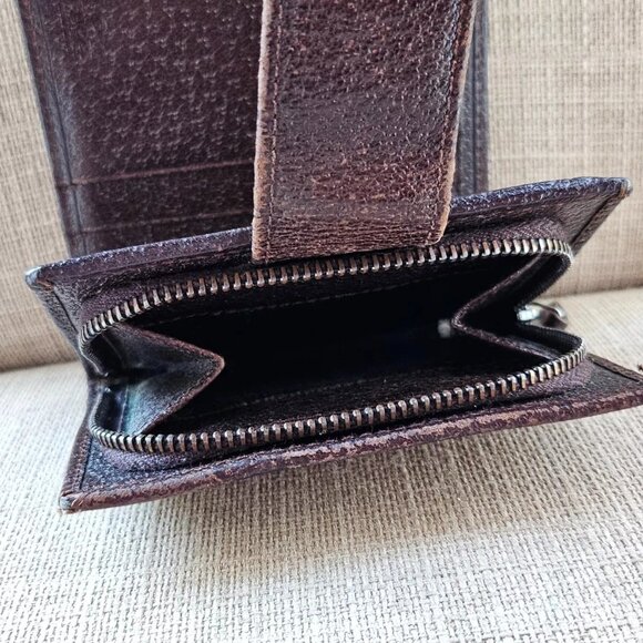 Auth Gucci Card Holder Brown Leather Canvas GG Logo Bifold Wallet made in Italy - Picture 11 of 13